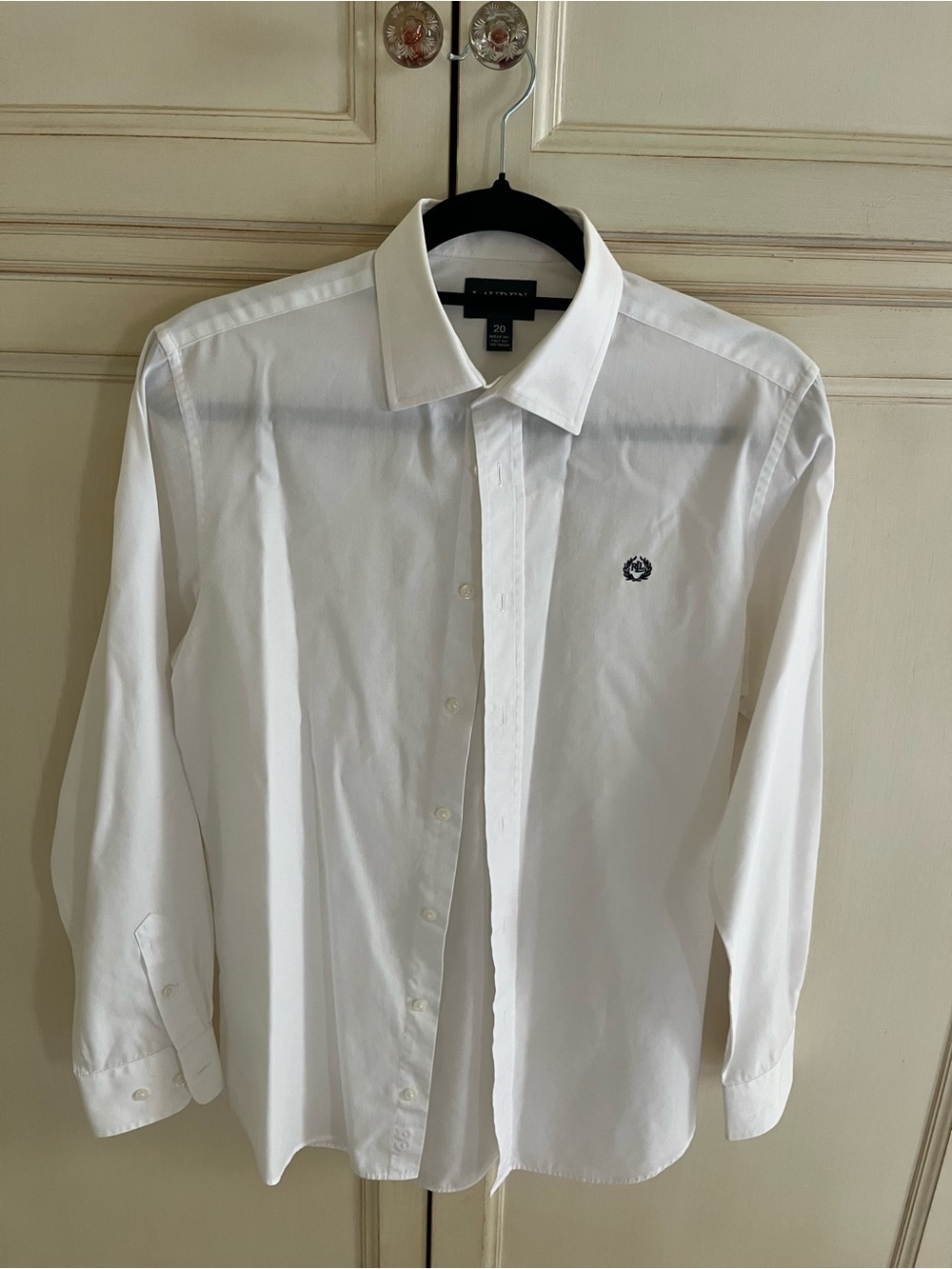 Ralph Lauren White Button-Down Shirt with Navy Crest